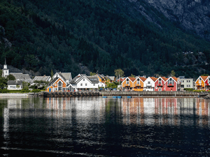 hus i rekke på brygge